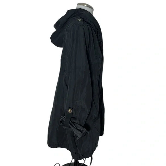 PERCH BY BLU PEPPER 3X BLACK POCKETS ROLL TAB SLEEVES LIGHTWEIGHT HOODED JACKET - Picture 2 of 4